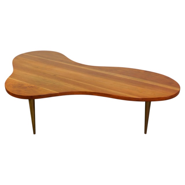 Freeform Walnut Brass Coffee Table, Model 1759 by t.h. Robsjohn-Gibbings, 1950s For Sale - Image 14 of 18