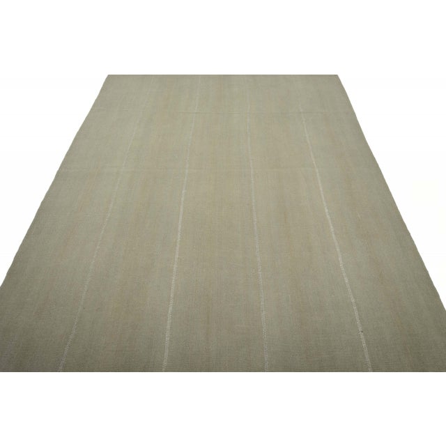 Contemporary Handwoven Mazandaran Kilim Rug in Natural Tones For Sale - Image 3 of 9
