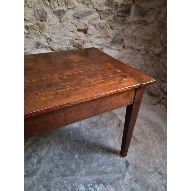 Rustic Antique French Farmhouse Dining Table with Two Drawers in Oak & Pine, 1880s For Sale - Image 3 of 18