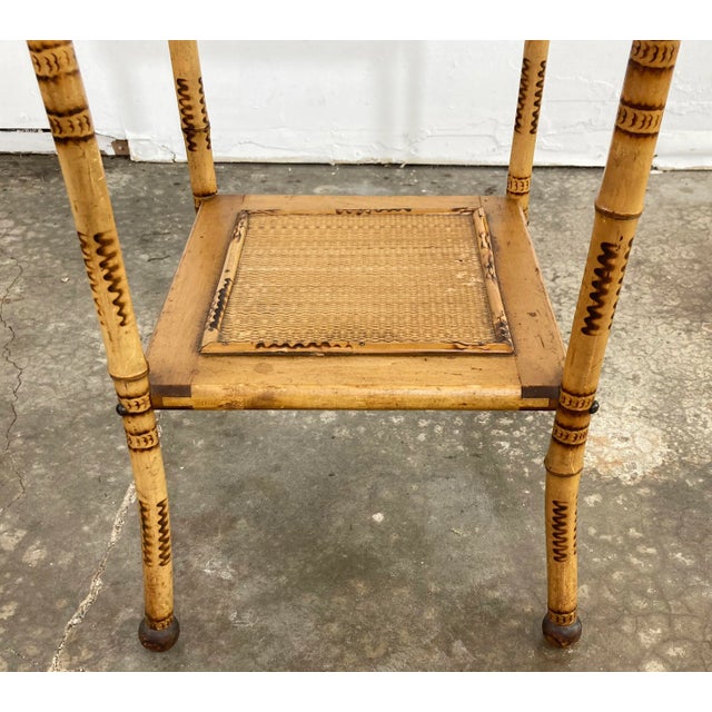 Antique Scorched Bamboo Sewing Table For Sale - Image 10 of 13