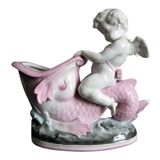 C 1900 French Depose Cupid Porcelain Planter - For Sale