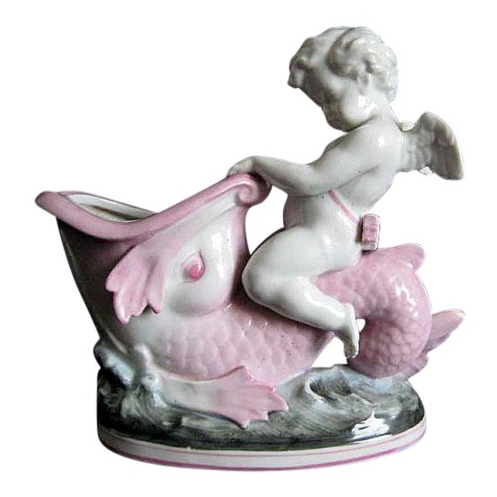 C 1900 French Depose Cupid Porcelain Planter - For Sale