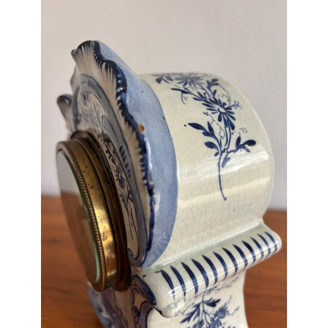 Rococo 1890s French Rococo Delft Mantle Clock For Sale - Image 3 of 16