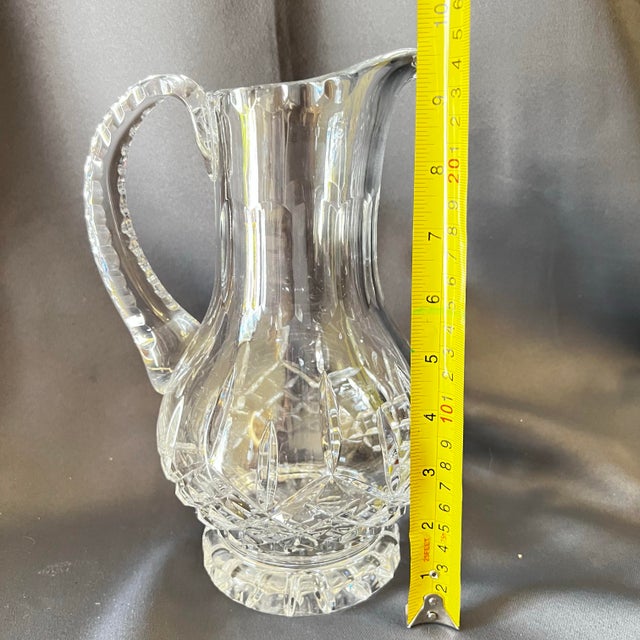Early 20th Century Vintage Cut Crystal Pitcher | Hobstar & Starburst Pattern | Elegant Tabletop or Vase For Sale - Image 5 of 10