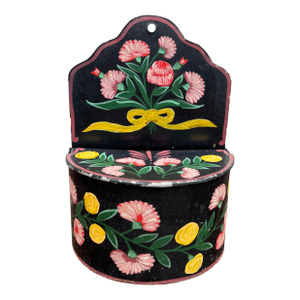 Vintage Wall-Mounted Tole Painted Metal Pocket