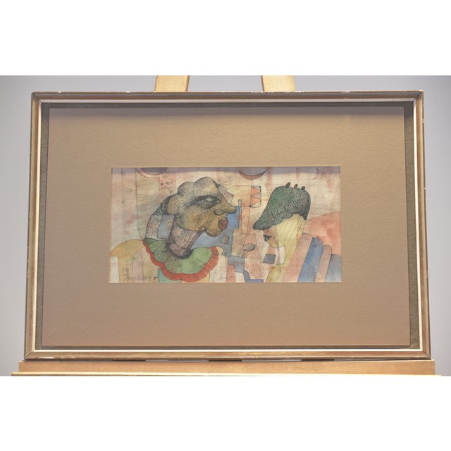 Figuren, Gunther Temech, NY, 1980, Ink and Watercolors For Sale - Image 6 of 6