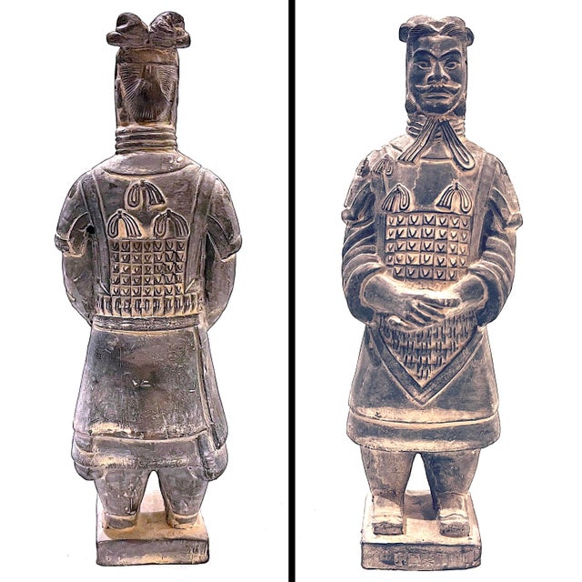 Ceramic Vintage 1980's Chinese Terra Cotta Tomb Warrior Figures - Set of Three For Sale - Image 7 of 13