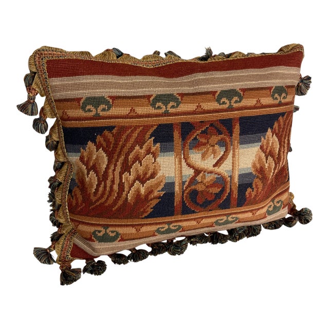 Mid 20th Century Aubusson Tapestry Pillow For Sale
