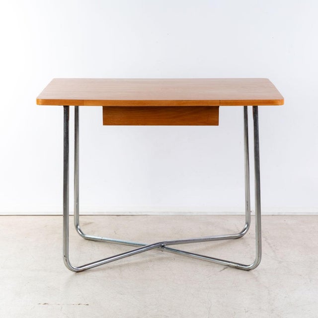 Bauhaus Bauhaus Table with Drawer by Rudolf Vichr, 1930s For Sale - Image 3 of 9