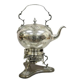 Late 19th Century James Dixon & Sons Sheffield Victorian Silver Plated Tilting Coffee Tea Pot For Sale