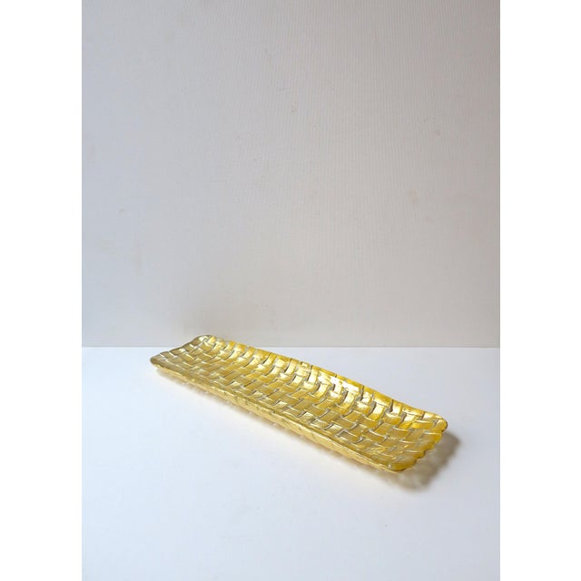 Traditional Gold Art Glass Tray For Sale - Image 3 of 10