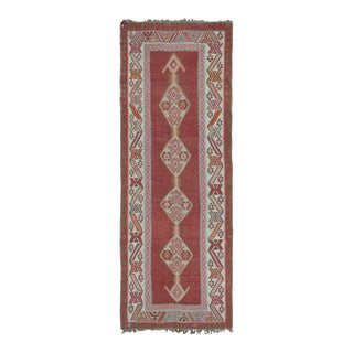 Vintage Khotan Samarkand Runner in Brown With Geometric Medallion - Rug & Kilim For Sale