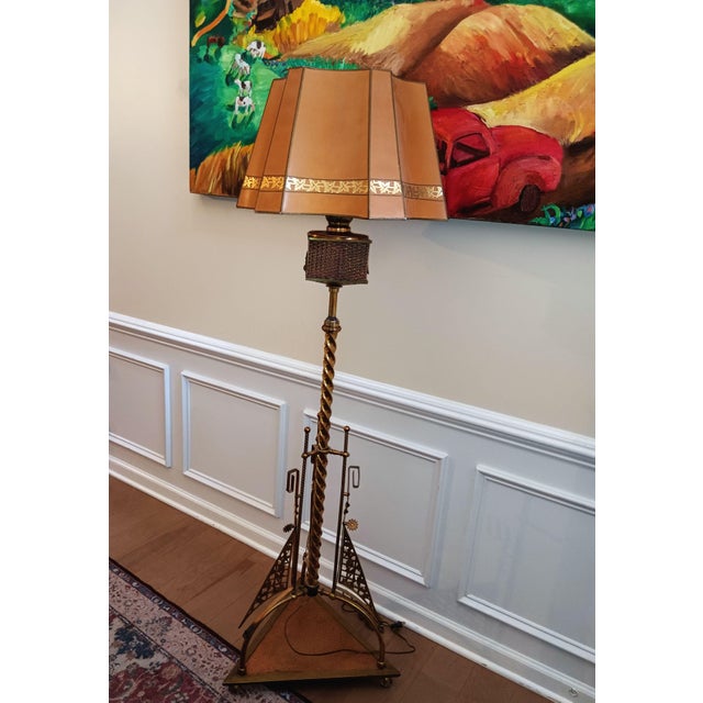 Illuminate your home with a true masterpiece of historic design: a Rare stunning 1890 Late Victorian and Art Nouveau floor...