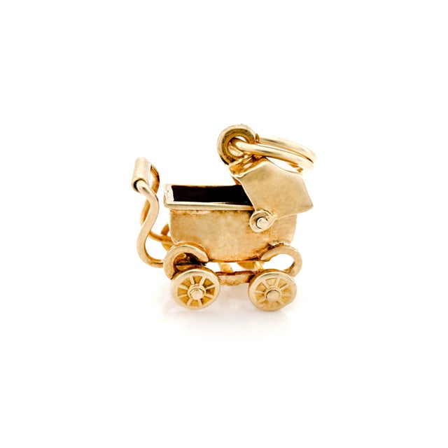 Mid 20th Century Vintage 14k Articulating Baby Stroller Charm For Sale - Image 5 of 10
