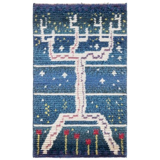 Doris Leslie Blau Mid-20th Century Swedish Navy, Red Handmade Pile Rug For Sale