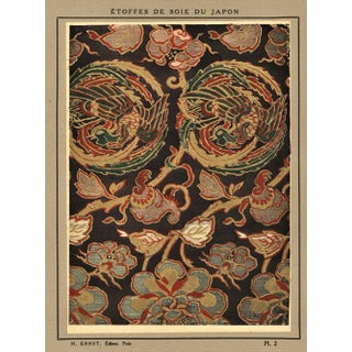 1924 Japanese Silk Textile Design Lithograph For Sale