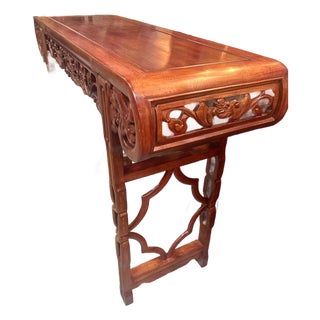 Vintage Chinese Rosewood Carved Dragon Altar/Console Table For Sale