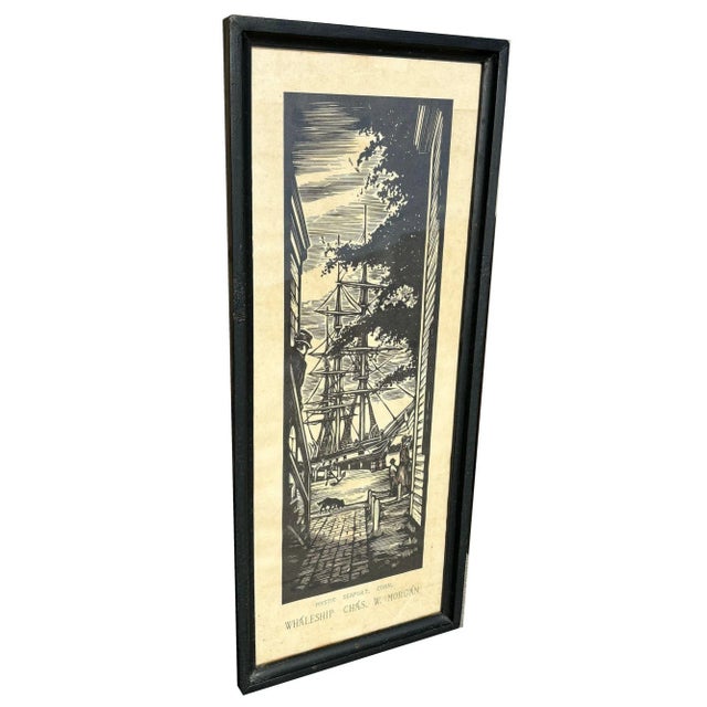 Set of two Mystic Seaport whaling woodblock prints, titled “The Ship Joseph Conrad”, and “Whaleship Chas. W. Morgan”...
