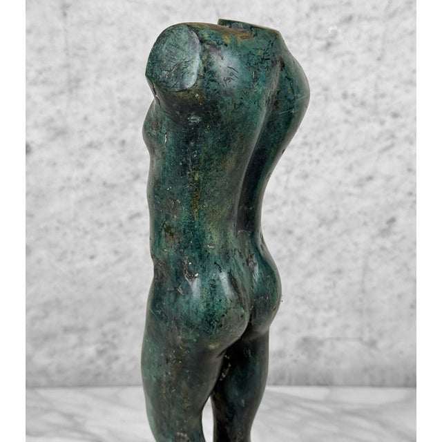 Metal Vintage 16" Italian Grand Tour Style Bronze Verdigris Nude Torso Sculpture For Sale - Image 7 of 10