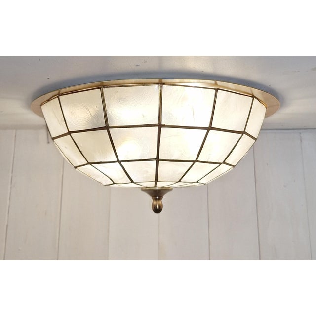 Goldenrod Flat Vintage Ceiling Lamp with Capiz Shell Tile Shade from Honsel, 1980s For Sale - Image 8 of 8