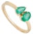 Oval & Pear Natural Emerald Toi Et Moi Ring in 14k Solid Yellow Gold Size 6 For Sale