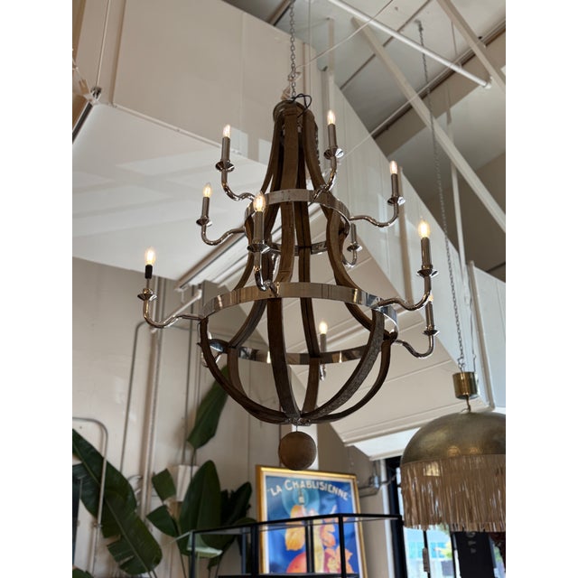 Restoration Hardware Twelve Light Wine Barrel Chandelier For Sale - Image 13 of 16