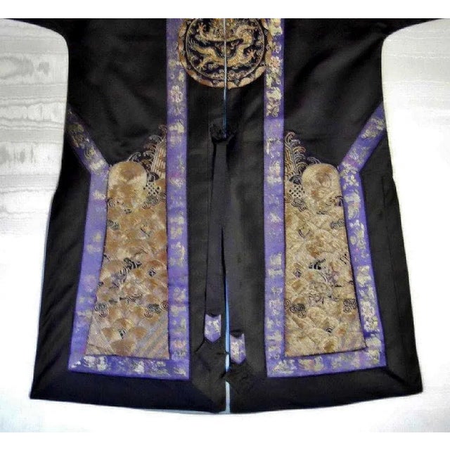Antique Framed Chinese Silk Dragon Design Robe For Sale - Image 9 of 13