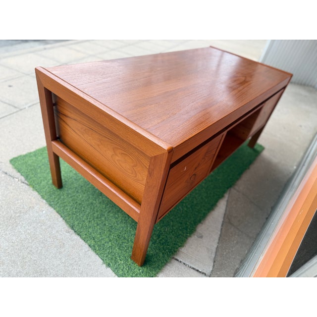 Danish Mid-Century Modern "Floating" Executive Desk in Teak by Dyrlund, Denmark, C. 1960s For Sale - Image 9 of 16