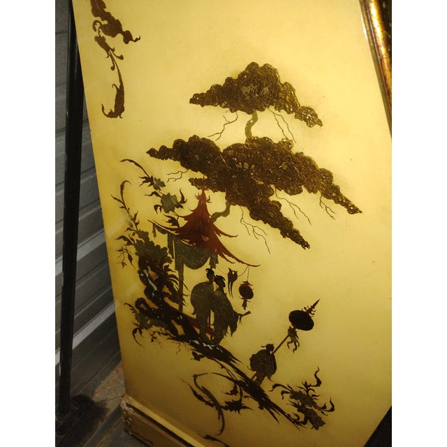 Vintage Mid-Century Spanish Chinoiserie Secretary Desk - Hand-Painted 2-Piece Cabinet For Sale - Image 13 of 17