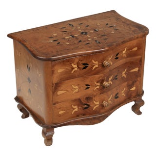 French Louis XV Miniature Commode, Solid Cherry With Inlay, Circa 1900 For Sale