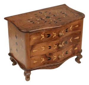 French Louis XV Miniature Commode, Solid Cherry With Inlay, Circa 1900