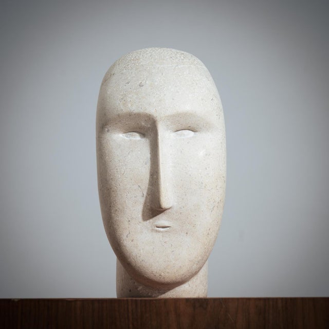 Modernist Bust Sculpture, 1980s, Sandstone For Sale - Image 15 of 15
