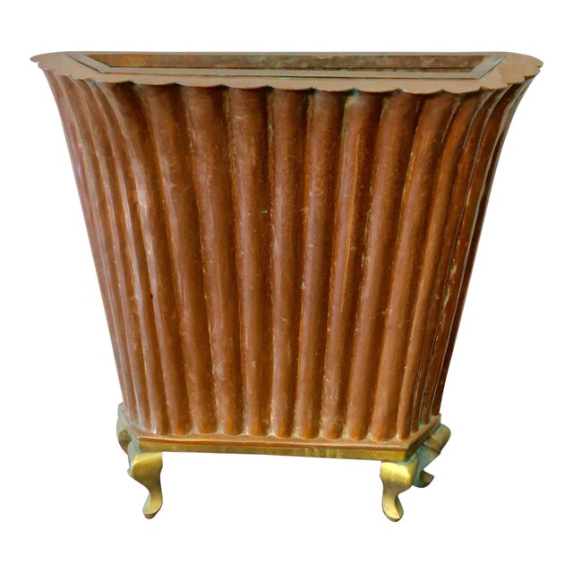 Early 20th Century French Copper and Brass Umbrella Plant Stand For Sale