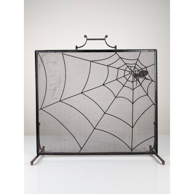 Wrought Iron Spark Fender with Spider Sculpture, 1970s For Sale - Image 6 of 18