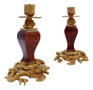 Napoleon III Style Gilt Bronze Candleholders, Set of 2