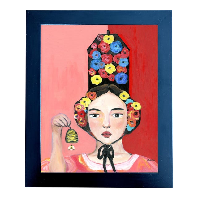 House Hat, Gaia, Mid Century Modern Impressionist Portrait Oil Painting For Sale