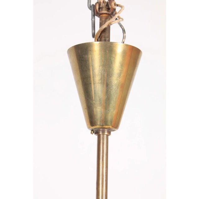 1950s Danish Brass and Glass Tulip Chandelier from Fog & Mørup, 1950s For Sale - Image 5 of 8
