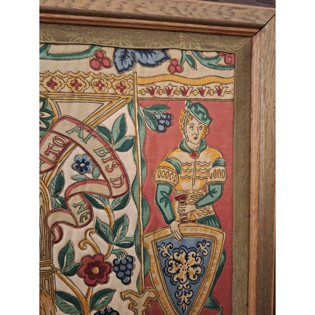 Textile Vintage Hand Painted on Silk Woven with.gold Thread Embroidery For Sale - Image 7 of 15