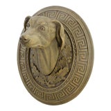 Image of Vintage Wooden Hand-Carved Decorative Dog Head in the Middle of the 20th Century For Sale