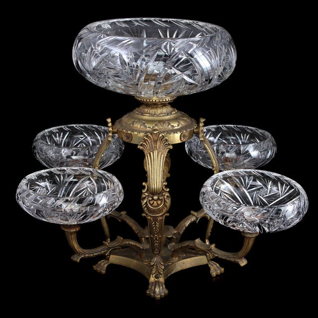 Mid-Late 20th Century Regency Style Bronze and Cut Glass Centerpiece Epergne For Sale - Image 10 of 10