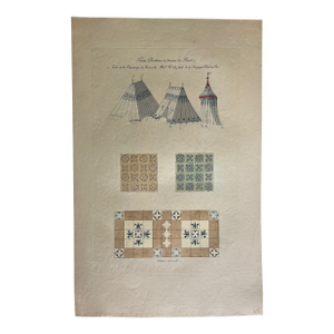 Mid 19th Century Etching Reproduction of Historical Tents and Pavillions by French Artist Nicolas Xavier Willemin