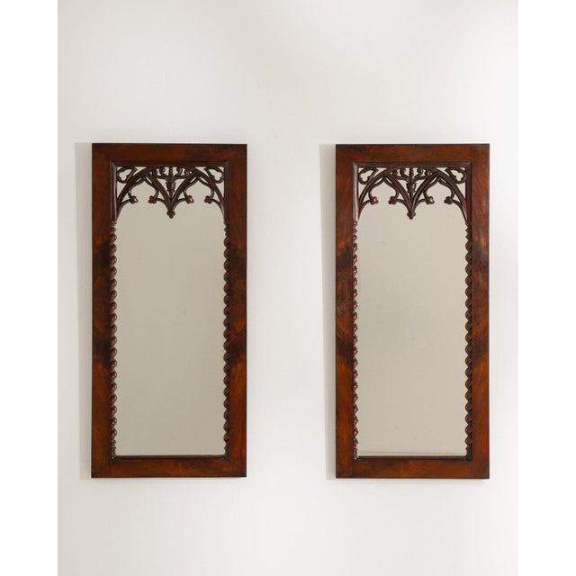 Gothic 19th Century France Gothic Brown Wood Mirror For Sale - Image 3 of 7