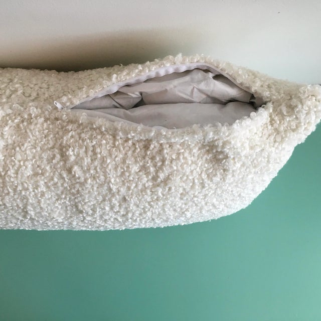 Ivory Teddy Boucle Lumbar Pillow With Insert For Sale - Image 4 of 5
