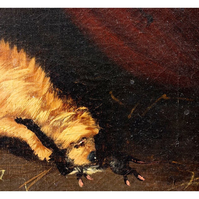 Mid 19th Century Antique 19th-Century British Oil Painting, “Three Dogs” For Sale - Image 5 of 11