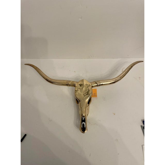Mid 20th Century Brass Longhorn Wall Sculpture For Sale - Image 9 of 9