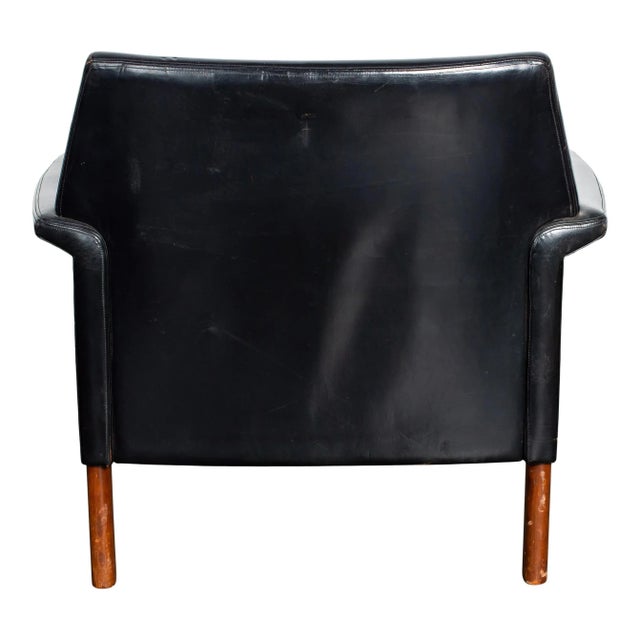 Mid-Century Modern Early 20th Century Vintage Black Leather Armchair For Sale - Image 3 of 5