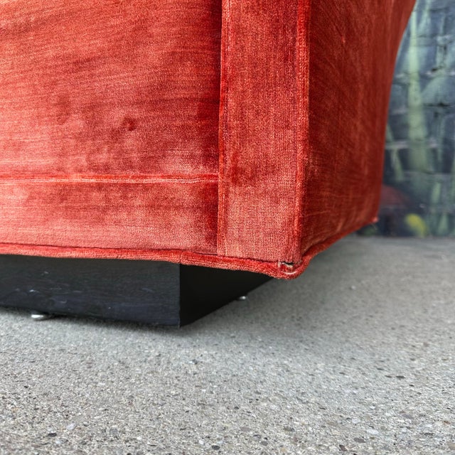Directional Mid Century Full Size Velvet Sofa Flared Arms For Sale - Image 11 of 12