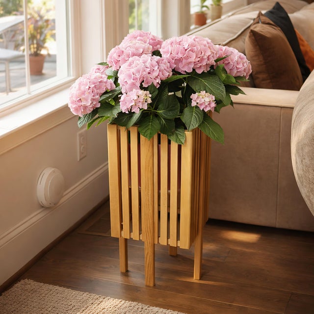 Solid Wood Slatted Planter Box, 9 X 9 X 24 For Sale - Image 4 of 9