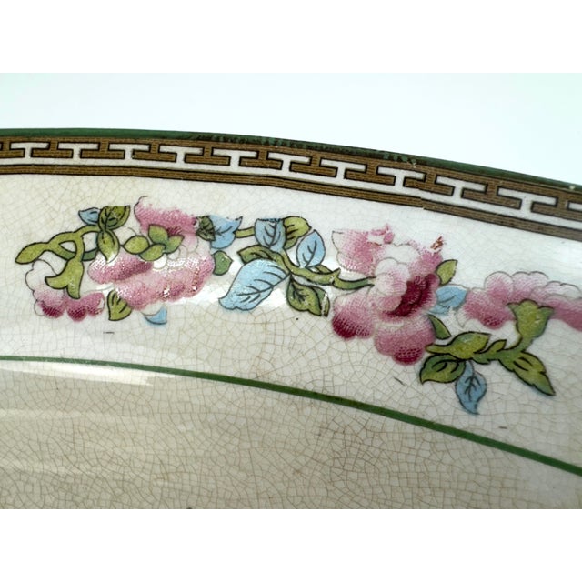 Late 20th Century Antique Knowles, Taylor & Knowles Floral Oval Platter With Crazing For Sale - Image 5 of 10