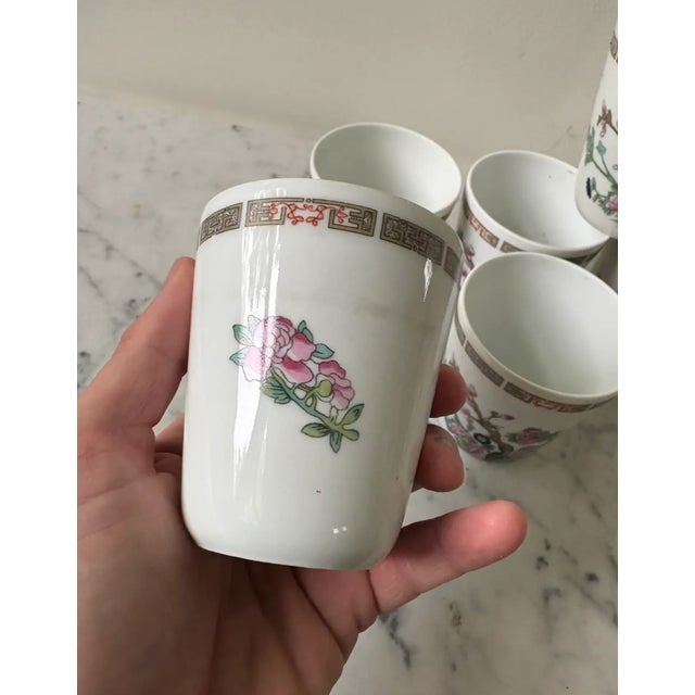 French Country Mid 20th Century Limoges France Hand Painted Porcelain Cups - Set of 6 For Sale - Image 3 of 8